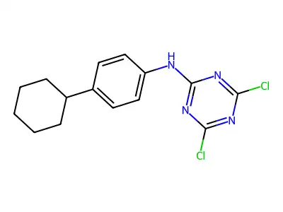 N2-(4-cyclohexylphenyl)-4,6-dichloro-1,3,5-triazin-2-amine structure