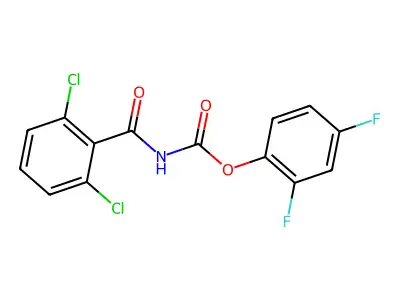 Carbamic acid, (2,6-dichlorobenzoyl)-, 2,4-difluorophenyl ester structure