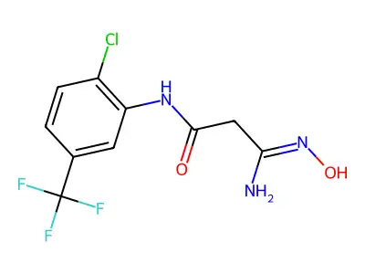 N-(2-chloro-5-(trifluoromethyl)phenyl)-3-(hydroxyamino)-3-iminopropanamide structure
