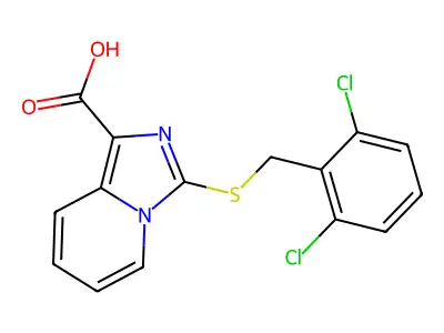 3-((2,6-Dichlorobenzyl)thio)imidazo[1,5-a]pyridine-1-carboxylic acid structure