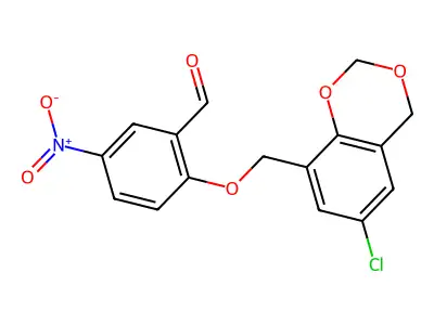 2-[(6-chloro-4H-1,3-benzodioxin-8-yl)methoxy]-5-nitrobenzaldehyde structure