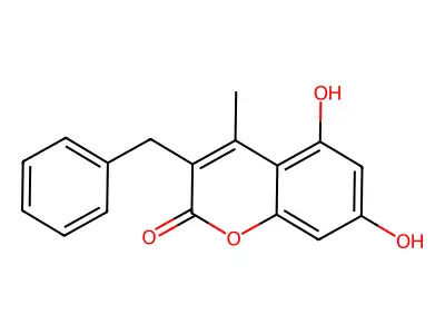 3-benzyl-5,7-dihydroxy-4-methyl-2H-chromen-2-one structure