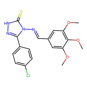 5-(4-chlorophenyl)-4-[(3,4,5-trimethoxybenzylidene)amino]-4H-1,2,4-triazole-3-thiol structure
