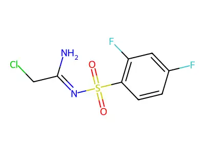 N1-(2-chloroethanimidoyl)-2,4-difluorobenzene-1-sulphonamide structure