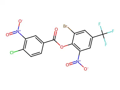 2-Bromo-6-nitro-4-(trifluoromethyl)phenyl 4-chloro-3-nitrobenzoate structure
