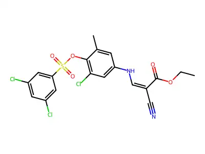 Ethyl 3-[[3-chloro-4-[[(3,5-dichlorophenyl)sulfonyl]oxy]-5-methylphenyl]amino]-2-cyano-2-propenoate structure