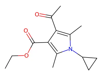 ethyl 4-acetyl-1-cyclopropyl-2,5-dimethyl-1H-pyrrole-3-carboxylate structure
