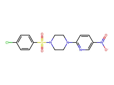 Piperazine, 1-[(4-chlorophenyl)sulfonyl]-4-(5-nitro-2-pyridinyl)- structure