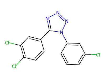 1-(3-chlorophenyl)-5-(3,4-dichlorophenyl)-1H-1,2,3,4-tetraazole structure