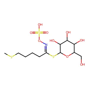 1-thio-beta-D-glucopyranose 1-[5-(methylthio)-N-(sulphooxy)valerimidate] structure