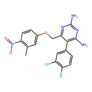 5-(3,4-Dichlorophenyl)-6-[(3-methyl-4-nitrophenoxy)methyl]pyrimidine-2,4-diamine structure