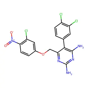 6-[(3-Chloro-4-nitrophenoxy)methyl]-5-(3,4-dichlorophenyl)pyrimidine-2,4-diamine structure