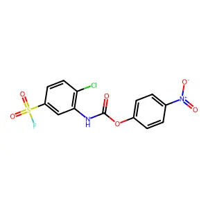 (4-nitrophenyl) N-(2-chloro-5-fluorosulfonylphenyl)carbamate structure