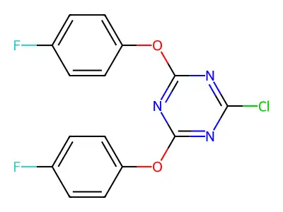 2-Chloro-4,6-di(4-fluorophenoxy)-1,3,5-triazine structure