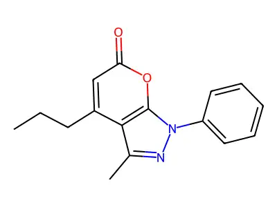 Pyrano[2,3-c]pyrazol-6(1H)-one, 3-methyl-1-phenyl-4-propyl- structure
