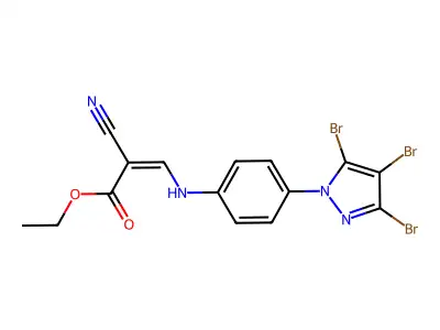 ethyl 2-cyano-3-[4-(3,4,5-tribromo-1H-pyrazol-1-yl)anilino]acrylate structure