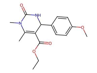 ethyl 4-(4-methoxyphenyl)-1,6-dimethyl-2-oxo-1,2,3,4-tetrahydro-5-pyrimidinecarboxylate structure