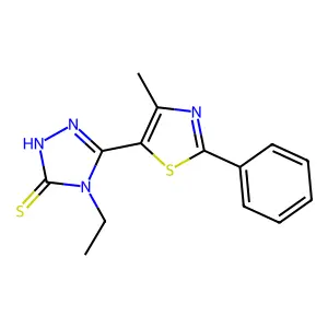 4-ethyl-5-(4-methyl-2-phenyl-1,3-thiazol-5-yl)-4H-1,2,4-triazol-3-ylhydrosulfide structure