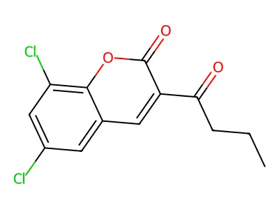 3-butanoyl-6,8-dichloro-2H-chromen-2-one structure