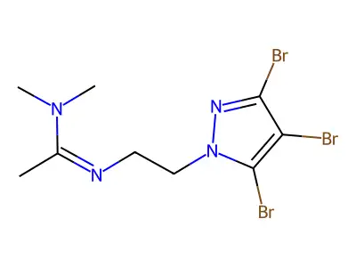 N1,N1-dimethyl-N'1-[2-(3,4,5-tribromo-1H-pyrazol-1-yl)ethyl]ethanimidamide structure