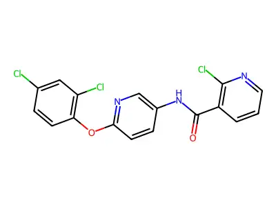 2-chloro-N-(6-(2,4-dichlorophenoxy)pyridin-3-yl)nicotinamide structure