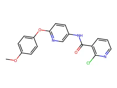 2-chloro-N-(6-(4-methoxyphenoxy)pyridin-3-yl)nicotinamide structure