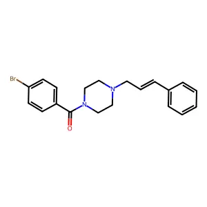 (4-bromophenyl)-[4-[(E)-3-phenylprop-2-enyl]piperazin-1-yl]methanone structure