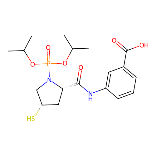 3-[[(4S)-1-(Diisopropoxyphosphinyl)-4alpha-mercapto-L-prolyl]amino]benzoic acid structure