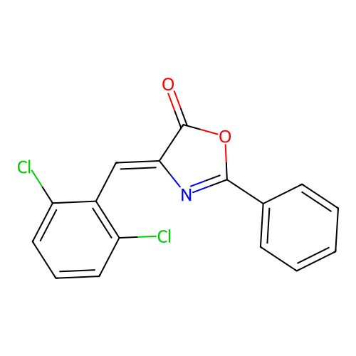(4Z)-4-(2,6-dichlorobenzylidene)-2-phenyl-1,3-oxazol-5(4H)-one structure