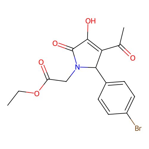 ethyl [3-acetyl-2-(4-bromophenyl)-4-hydroxy-5-oxo-2,5-dihydro-1H-pyrrol-1-yl]acetate structure