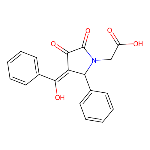 4-benzoyl-3-hydroxy-1-carboxymethyl-5-phenyl-3-pyrroline-2-one structure