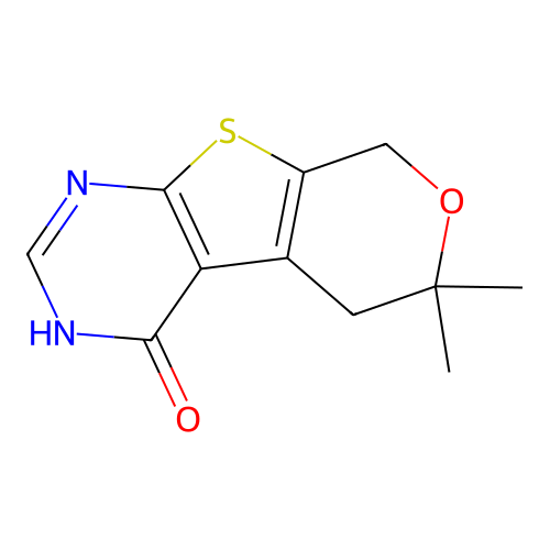 6,6-dimethyl-5,6-dihydro-3H-pyrano[4',3':4,5]thieno[2,3-d]pyrimidin-4(8H)-one structure