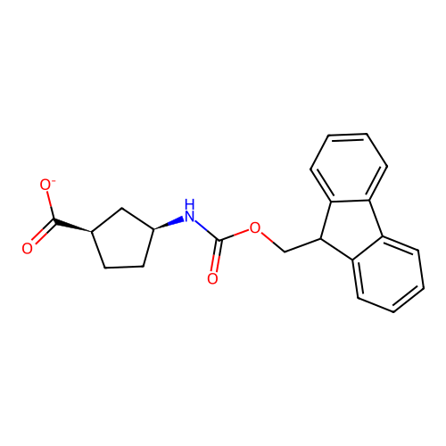 cis-(1R,3S)-3-(9H-fluoren-9-ylmethoxycarbonylamino)cyclopentane-1-carboxylate structure