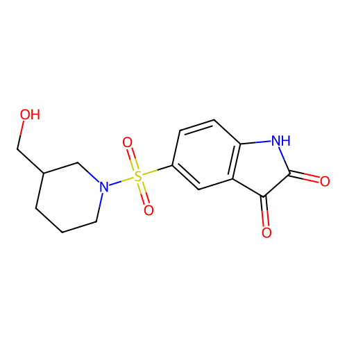 5-[[3-(Hydroxymethyl)-1-piperidinyl]sulfonyl]-1H-indole-2,3-dione structure