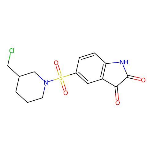 5-[[3-(Chloromethyl)-1-piperidinyl]sulfonyl]-1H-indole-2,3-dione structure