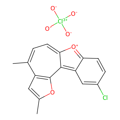 15-chloro-4,7-dimethyl-3,11-dioxatetracyclo[8.7.0.0^{2,6}.0^{12,17}]heptadeca-2(6),4,7,9,12(17),13,15-heptaen-1-ylium perchlorate structure