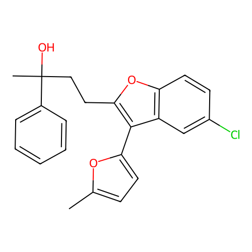 4-[5-Chloro-3-(5-methylfuran-2-yl)-1-benzofuran-2-yl]-2-phenylbutan-2-ol structure