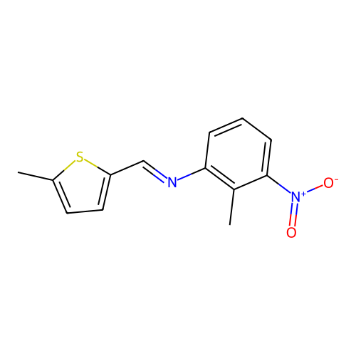 2-methyl-N-[(E)-(5-methylthiophen-2-yl)methylidene]-3-nitroaniline structure