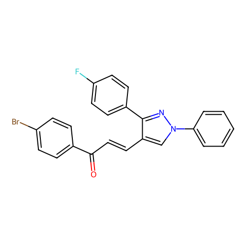 1-(4-bromophenyl)-3-[3-(4-fluorophenyl)-1-phenyl-1H-pyrazol-4-yl]prop-2-en-1-one structure