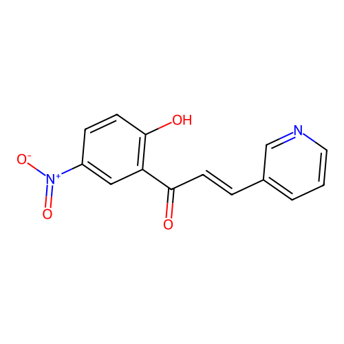(2E)-1-(2-hydroxy-5-nitrophenyl)-3-(pyridin-3-yl)prop-2-en-1-one structure