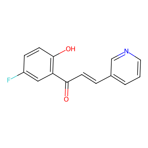 (E)-1-(5-fluoro-2-hydroxyphenyl)-3-pyridin-3-ylprop-2-en-1-one structure
