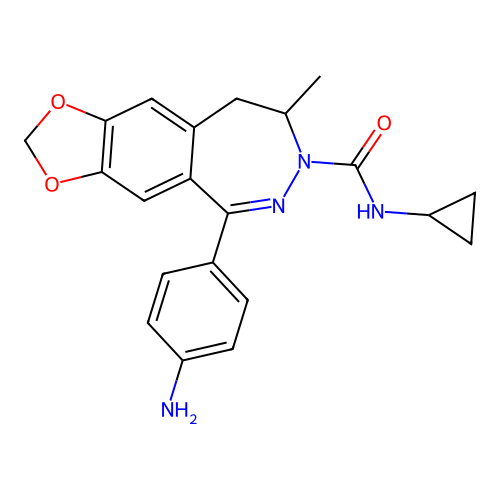 7H-1,3-Dioxolo(4,5-H)(2,3)benzodiazepine-7-carboxamide, 5-(4-aminophenyl)-N-cyclopropyl-8,9-dihydro-8-methyl- structure
