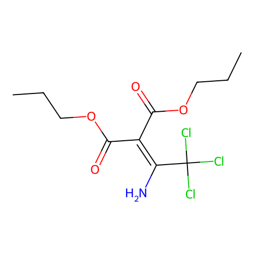 Dipropyl (1-amino-2,2,2-trichloroethylidene)propanedioate structure