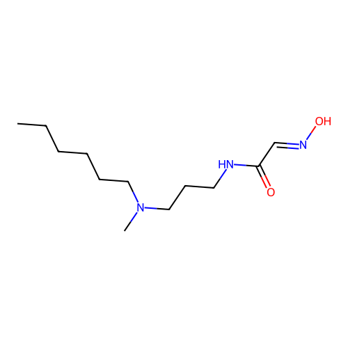 (E)-N-(3-(hexyl(methyl)amino)propyl)-2-(hydroxyimino)acetamide structure