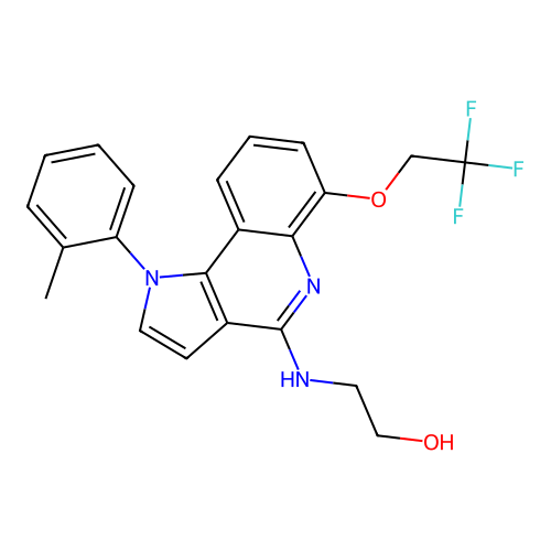 Ethanol, 2-((1-(2-methylphenyl)-6-(2,2,2-trifluoroethoxy)-1H-pyrrolo(3,2-C)quinolin-4-yl)amino)- structure