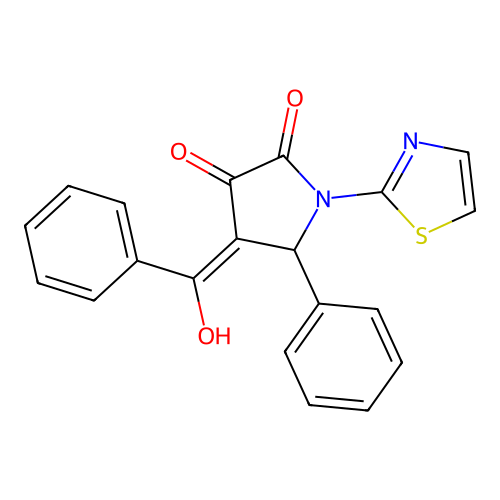 (4E)-4-[hydroxy(phenyl)methylidene]-5-phenyl-1-(1,3-thiazol-2-yl)pyrrolidine-2,3-dione structure