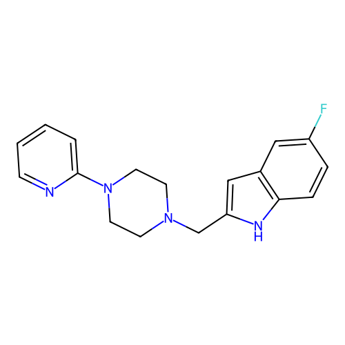 5-Fluoro-2-((4-(2-pyridinyl)-1-piperazinyl)methyl)-1H-indole structure