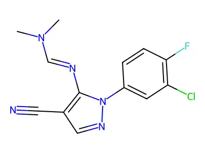 N'-[1-(3-chloro-4-fluorophenyl)-4-cyanopyrazol-5-yl]-N,N-dimethylmethanimidamide structure