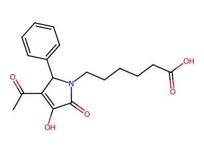 6-(3-acetyl-4-hydroxy-5-oxo-2-phenyl-2,5-dihydro-1H-pyrrol-1-yl)hexanoic acid structure