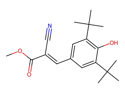 Methyl2-cyano-3-(3,5-di-tert-butyl-4-hydroxyphenyl)prop-2-enoate structure